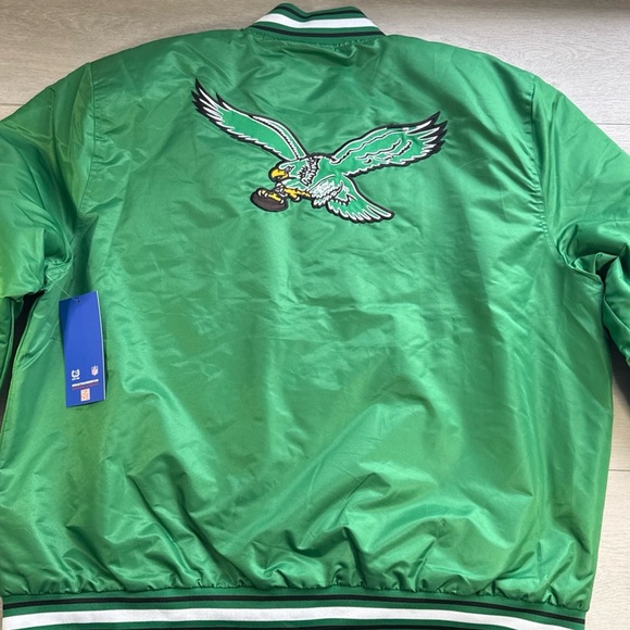 NFL Philadelphia Eagles Varsity Bomber Jacket Kelly Green Retro Men's XXL NWT - Picture 7 of 9